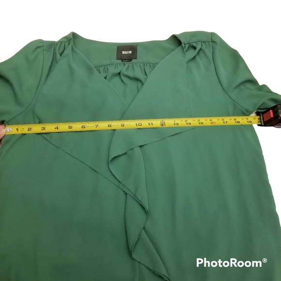 Maeve by Anthropologie Green Ruffle Blouse - Size 8 - Picture 14 of 16